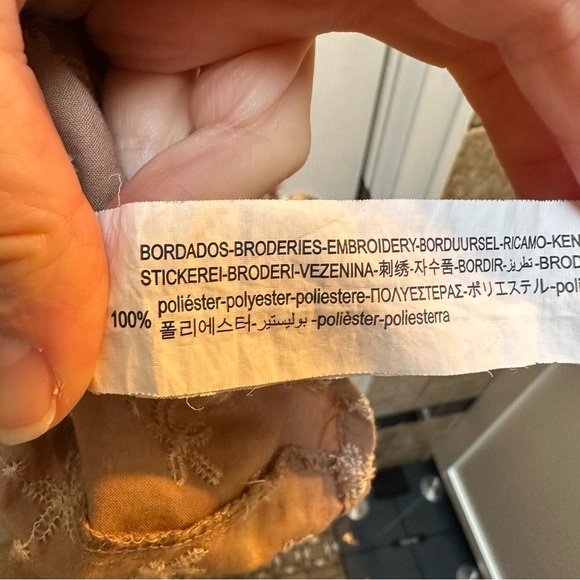 Zara Tan & Cream Embroidered Blouse - Picture 6 of 10